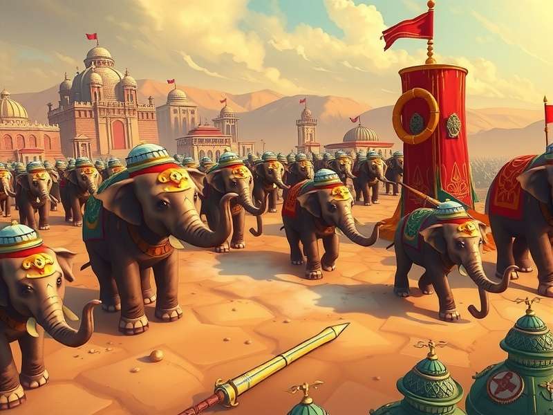 Anise Ruler war elephants in battle formation